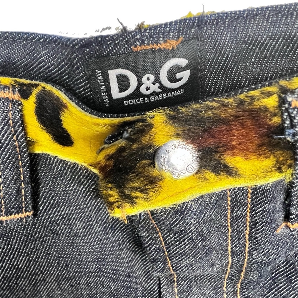 Dolce & Gabbana Yellow Leopard Print Jean Skirt
